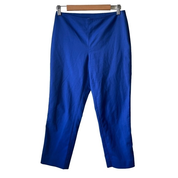 St. John Cobalt Blue Flat Waist Cotton Stretch Capri Cropped Pants Size 4 - Picture 8 of 8